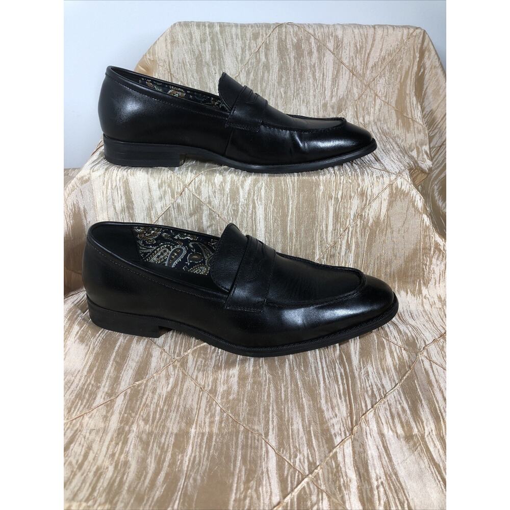 NXT Italy Collection Dress Shoes Lace Up Men 8.5 Black Leather Penny Loafers